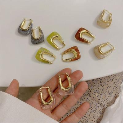 China TRENDY style high quality french resin circle earring women resin statement earrings acrylic jewelry for sale