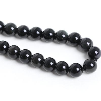 China Wholesale Natural Gemstone Crystal Loose Beads Black Obsidian Beads forJewelry Making for sale