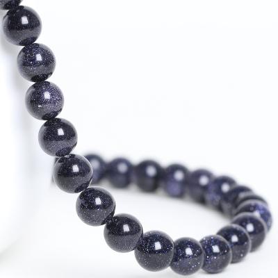 China Wholesale Natural Gemstone Crystal Loose Beads Blue Sandstone Beads forJewelry Making for sale