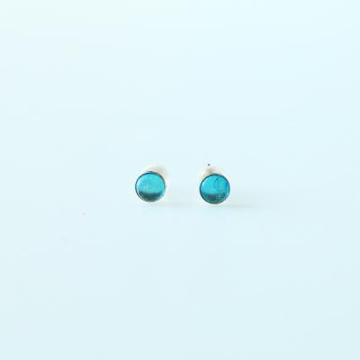 China CLASSIC Manufacturers Wholesale Natrual Aquamarine Round 925 Sterling Silver Stud Earrings For Women for sale