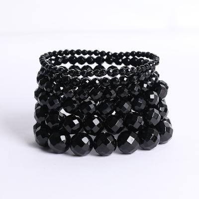 China CLASSIC Manufacturers Wholesale Natural Polyhedron Black Agate Beads Bracelet Healing Stone For Women Men for sale