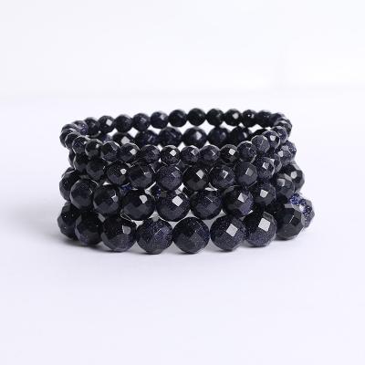 China CLASSIC Manufacturers Wholesale Blue Natural Cut Sandstone Beads Bracelet Healing Stone For Women Men for sale