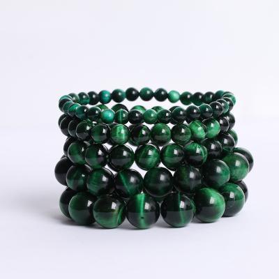 China CLASSIC Manufacturers Wholesale Natural Green Tiger Eye Beads Bracelet Healing Stone For Women Men for sale