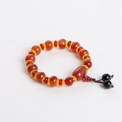 China Wholesale CLASSIC Natural Red Crystal Gemstone Healing Bracelet Dish Agate Crystal Bracelet Jewelry For Women for sale