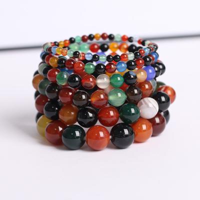 China Wholesale Natural Color Agate Bracelet CLASSIC Manufacturers Round Beads Chakras For Women Men for sale