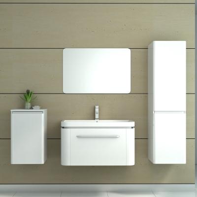 China Modern Bathroom Vanity Cream Color Drapery Modern Wash Basin Glossy Bathroom Cabinet for sale