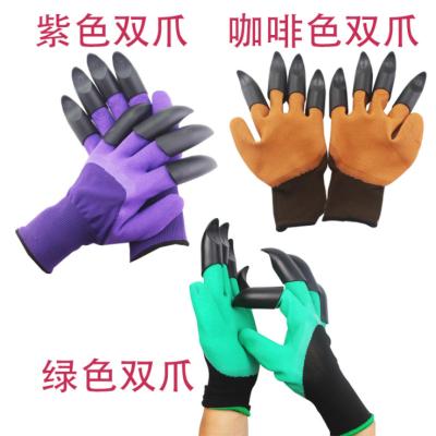 China Anti-Slip Earth Gardening Digging Flower Planting Gloves With Prongs For Finger Protection for sale