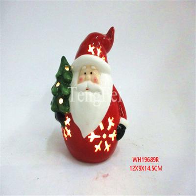 China Wholesale Popular Christmas Ceramic Christmas Decoration With Led Light, Pottery for sale