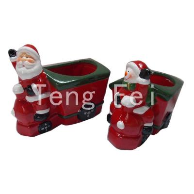 China Ceramic Christmas Santa Claus Flower Pot Planter NEW CLASSIC Terracotta Design for sale