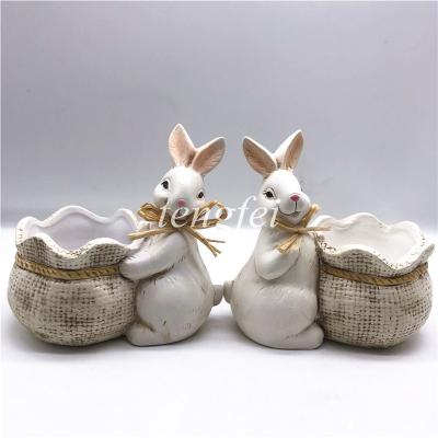 China Amazon Best Selling Cartoon Cute Animal Cartoon Easter Rabbit Plant Pot For Easter Painted Ceramic Cute Animal Flower Pot for sale