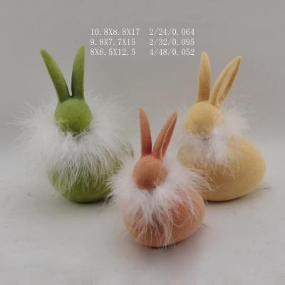 China Wholesale CLASSIC Cute Ceramic Easter Bunny Decoration Mini Flocking for sale