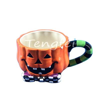 China Wholesale CLASSIC Fancy Style Halloween Pumpkin Ceramicn Mug, Home Decoration Design Coffee Mug for sale