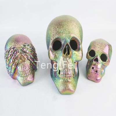 China CLASSIC Wholesale Skeleton Round Square Halloween Shine Color Ceramic Decoration, Home Decoration for sale