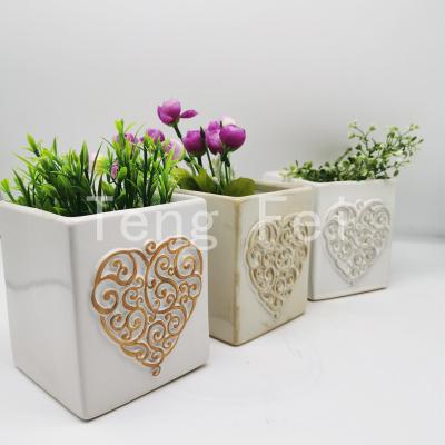 China CLASSIC 3 Pcs Set Handmade Ceramic Flower Pot Terracotta Cheap Price Gradient Blue Donkey White Heart White Heart for sale