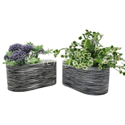 China New Design CLASSIC Decorative Black And White Garden Planters Concrete Flower Pot Cement Pots for sale