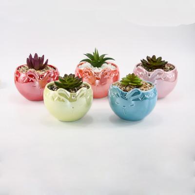 China Europe set pearl luster iron succulent pot smooth ceramic desktop home deco plant frame plant frame feature mini for sale