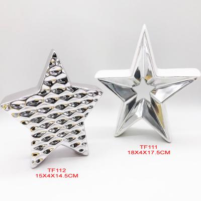 China Artificial Ceramic Star Decoration Ornament Christmas Table Supply Articles Statue Wedding Gold Plated Home Decor for sale