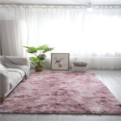 China 1.6*2.3m long color pile PV plush fur tie washable rug high shaggy blanket area pile blanket death factory for sale