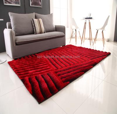 China 3D home decoration polyester tufted red carpet for living room for sale