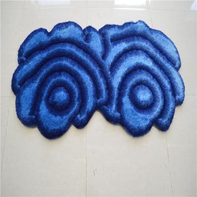 China Eco-friendly.anti-slip.water-proof double rose shapes blue color flower morden shaggy design 3D polyester area rugs sale on line for living room Tianjin factory for sale