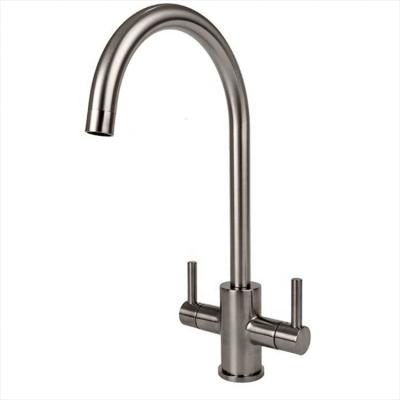 China Thermostatic Faucets Dual To Handle Hot And Cold Water Mixer Tap 304 Stainless Steel Levers Kitchen Sink Faucet Double Sink for sale