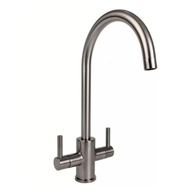 China Thermostatic Faucets Hot And Cold Water Mixer Double Handle Kitchen Faucet SS 304 Stainless Steel Two Lever Single Hole Kitchen Sink Faucet Faucet for sale