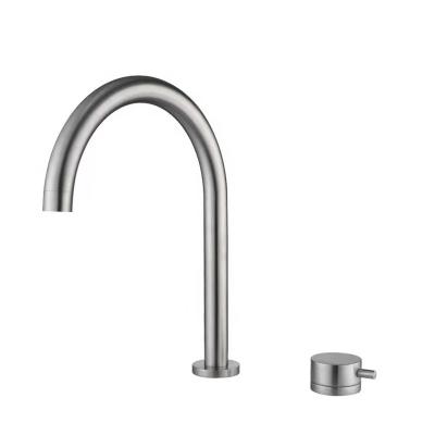 China ZY-B1012L SS 304 Stainless Steel Double Holes Thermostatic Wash Basin Sink Faucet Hot And Cold Handle Split Body Faucet Easy Installation Faucet for sale