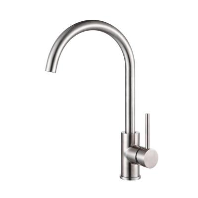 China New Brushed SS 304 ZOYUE Faucets Stainless Steel Body Mixer Kitchen Sink Faucet Kitchen Accessories Thermostatic Round Model Basin Faucet for sale