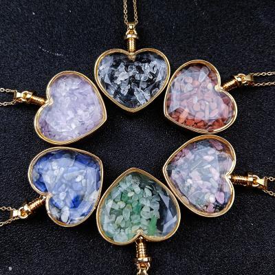 China China Hot Selling Crystal Therapy Natural Stone Gemstone Chips Heart Crystal Pendant For Gift for sale