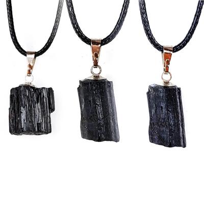 China Wholesale Natural Black Tourmaline Quartz Stone China Crystal Therapy Pendant Necklace For Crafts for sale