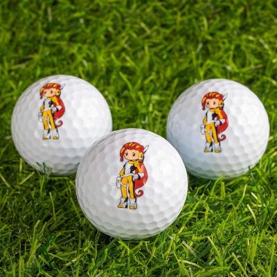 China Rubber + Full Color PU LOGO Printed Practice Golf Ball Custom Training Golf Ball for sale