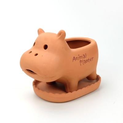 China Eco-friendly cute terracotta animal planters, flower pot, garden decoration for sale