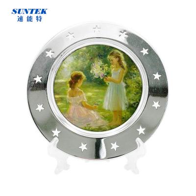 China Furnishing Decoration Round Shape Sublimation Metal Disc Heat Press Sustainable Decor Plates for sale