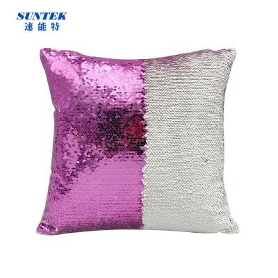 China PORTABLE Good Quality Sequin+suede Backing Decorative Hotel Sublimation Blankets Pillow Case for sale