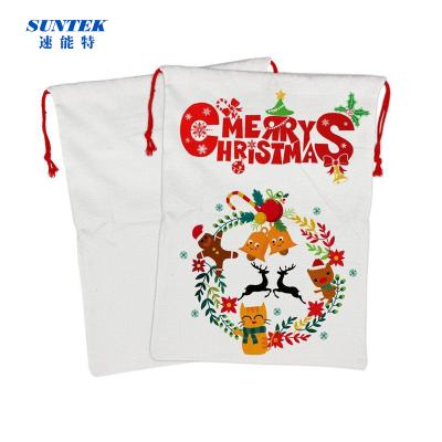 China Christmas Theme Guaranteed Quality Burlap Unique Sublimation Drawstring Backpack Custom Bag for sale