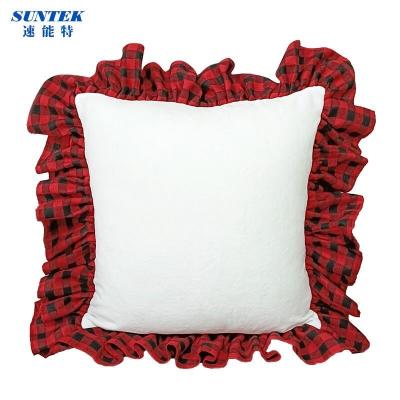 China PORTABLE Lattice Short Side Pillowcase Plush White Sublimation Christmas Decorative Pillowcase for sale