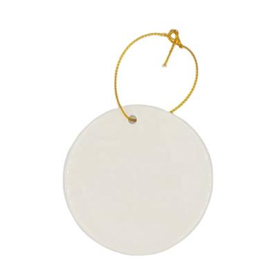 China Chirstmas Decor 3 Inch Blank Sublimation Ceramic Christmas Ornament, Wholesale Disc Decoration Ceramic Holiday Tree Sublimation Blank for sale