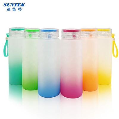 China Portable Sublimation Water Mug Viable Upright Blank Frosted Glass Water Bottle With Custom 3d 5d UV Printing for sale