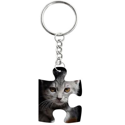 China High Quality Sublimation Wholesale Sublimation Puzzle Plastic Key Chains for sale