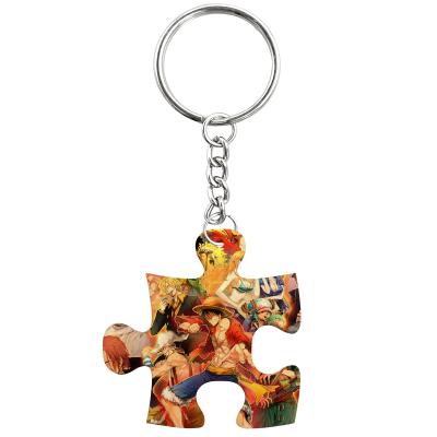 China 2021 Sublimation Made In China Top Quality Blanks Puzzle Plastic Key Chains for sale