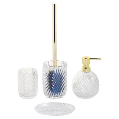 China Viable Glass Bathroom Accessories Set 4pcs Iridescent Effect Bath Accessories Set Swirl Bath Accessories Set High Quality for sale