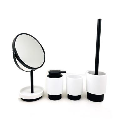 China Five Piece Sable Luxury Sustainable Hotel Stone Metal Metal Bathroom Accessories White Set for sale