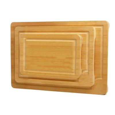 China Sustainable Set Bamboo Wooden Kitchen Tray Vegetable Cutting Board With Juice Bowl for sale