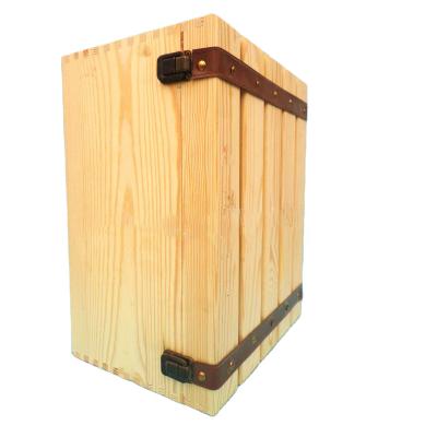 China Handmade Custom Double Cavity Pine Red Wine Wooden Box Red Wine Wooden Gift Box for sale