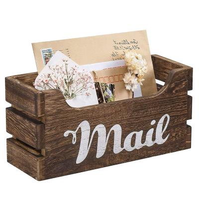 China Sustainable Wooden Mailbox With Hardware Hanging Wall Mounted Decorative Storage Box for sale