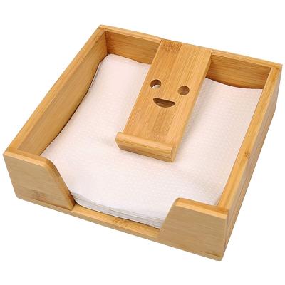 China Eco-friendly Hot Selling Bamboo Wooden Napkin Dispenser Tray Holder For Kitchen Table for sale