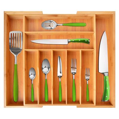 China Environmental Friendly Wholesale Custom Bamboo Adjustable Kitchen Storage Drawer Divider for sale