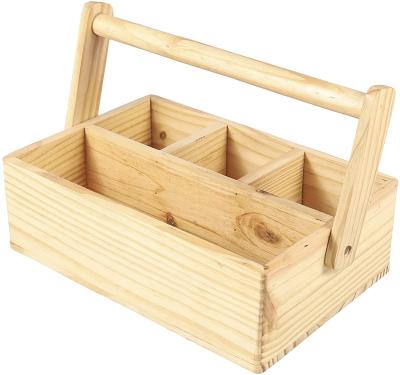 China Viable Universal Portable Fruit Box Cutlery Storage Box Wooden Compartment Storage Box for sale