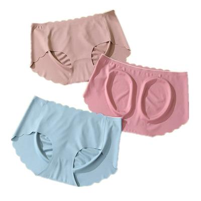 China Manufacturers Wholesale High Quality Antibacterial Female Underwear With Wavy Edge And Low Waist Seamless Ice Silk Panties for sale