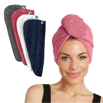 China Custom Logo Hair Towel Twist Women Soft Shower Towels QUICK DRY For Hair Turban Wrap Drying Head Towels Great Gift For Women for sale